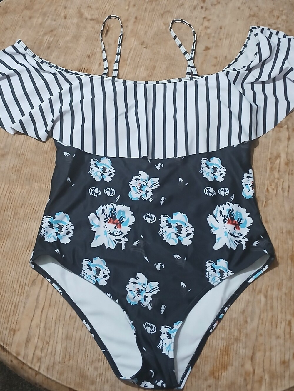 Shein Peony Swimsuit One Piece With Of Shoulder Ruffle Like New Womens 1XL